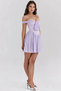 Tie Front Off Shoulder Mini Dress