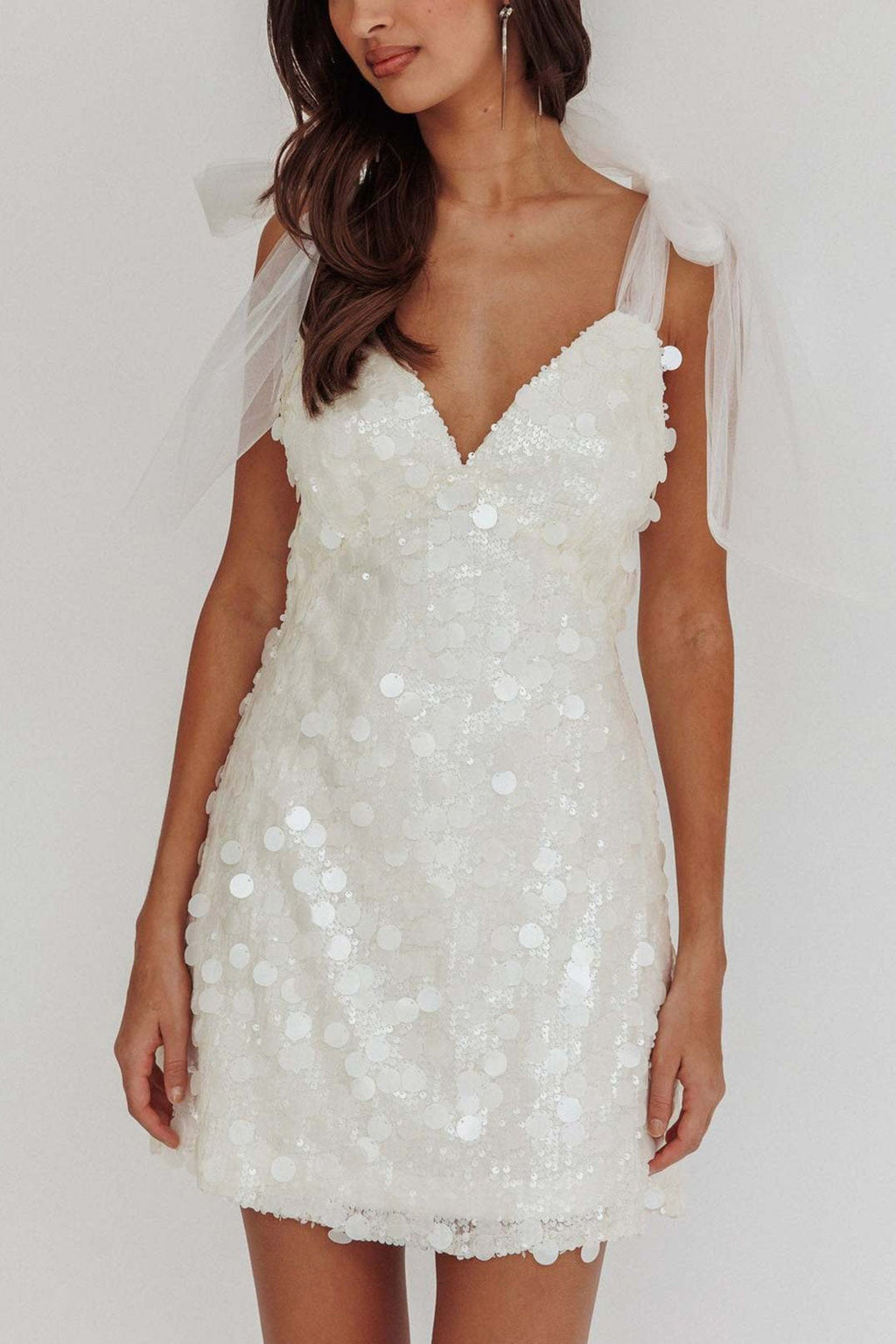 Tie up Low Cut Sequin Mini Dress