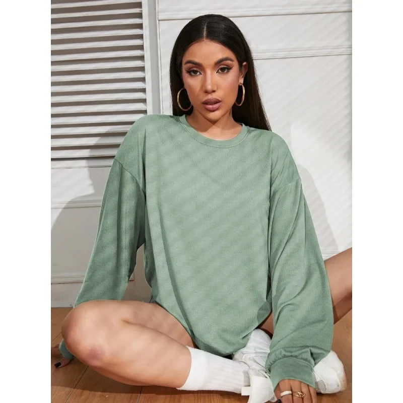 2024 Solid Simplicity Round Neck Long Sleeve Tee