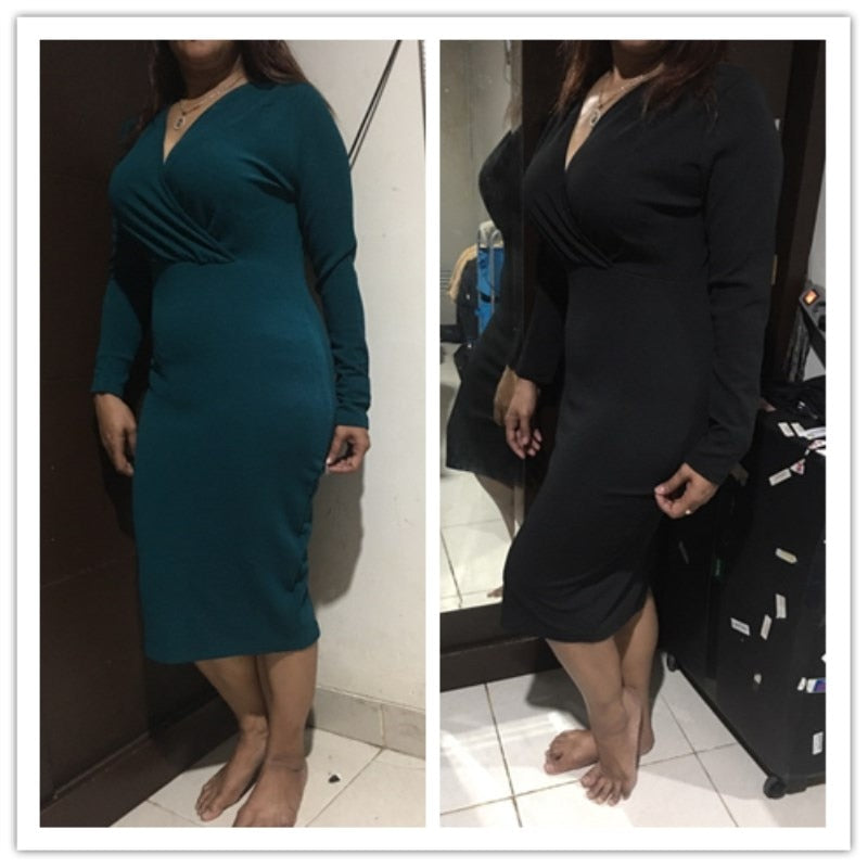 Long Sleeve Deep VNeck Bandage Bodycon Evening Party Dress Plus Size SXXL