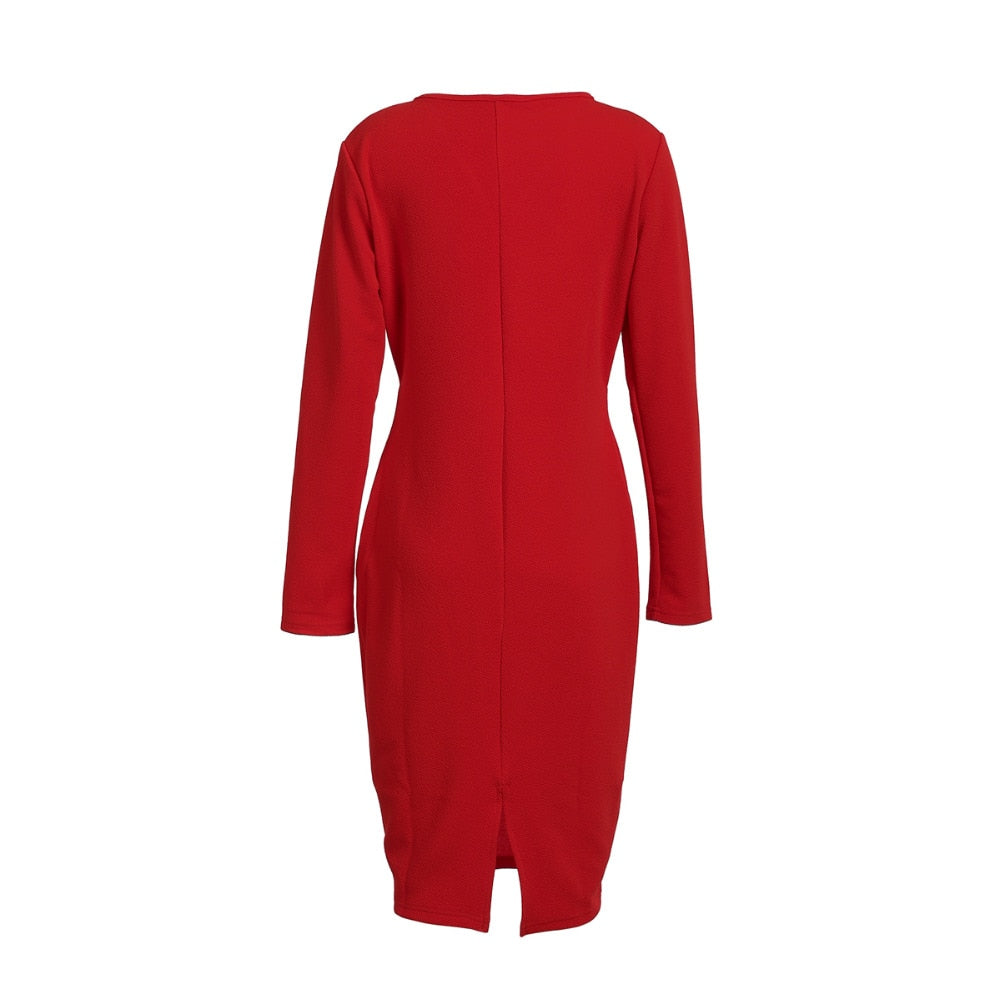 Long Sleeve Deep VNeck Bandage Bodycon Evening Party Dress Plus Size SXXL