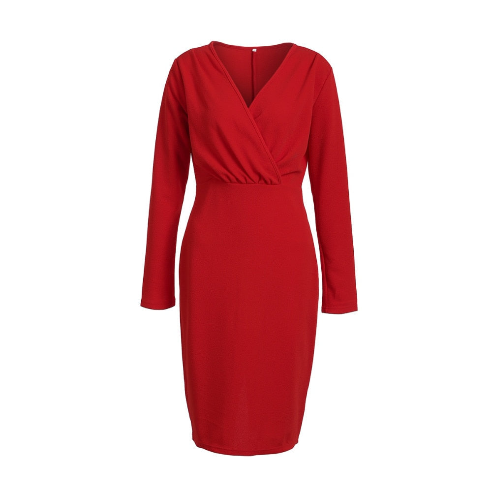 Long Sleeve Deep VNeck Bandage Bodycon Evening Party Dress Plus Size SXXL