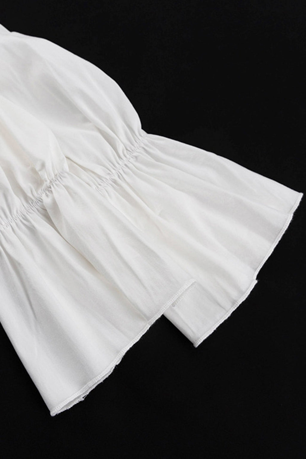 V Neck Pleated Trumpet Sleeve Ruffle Dress