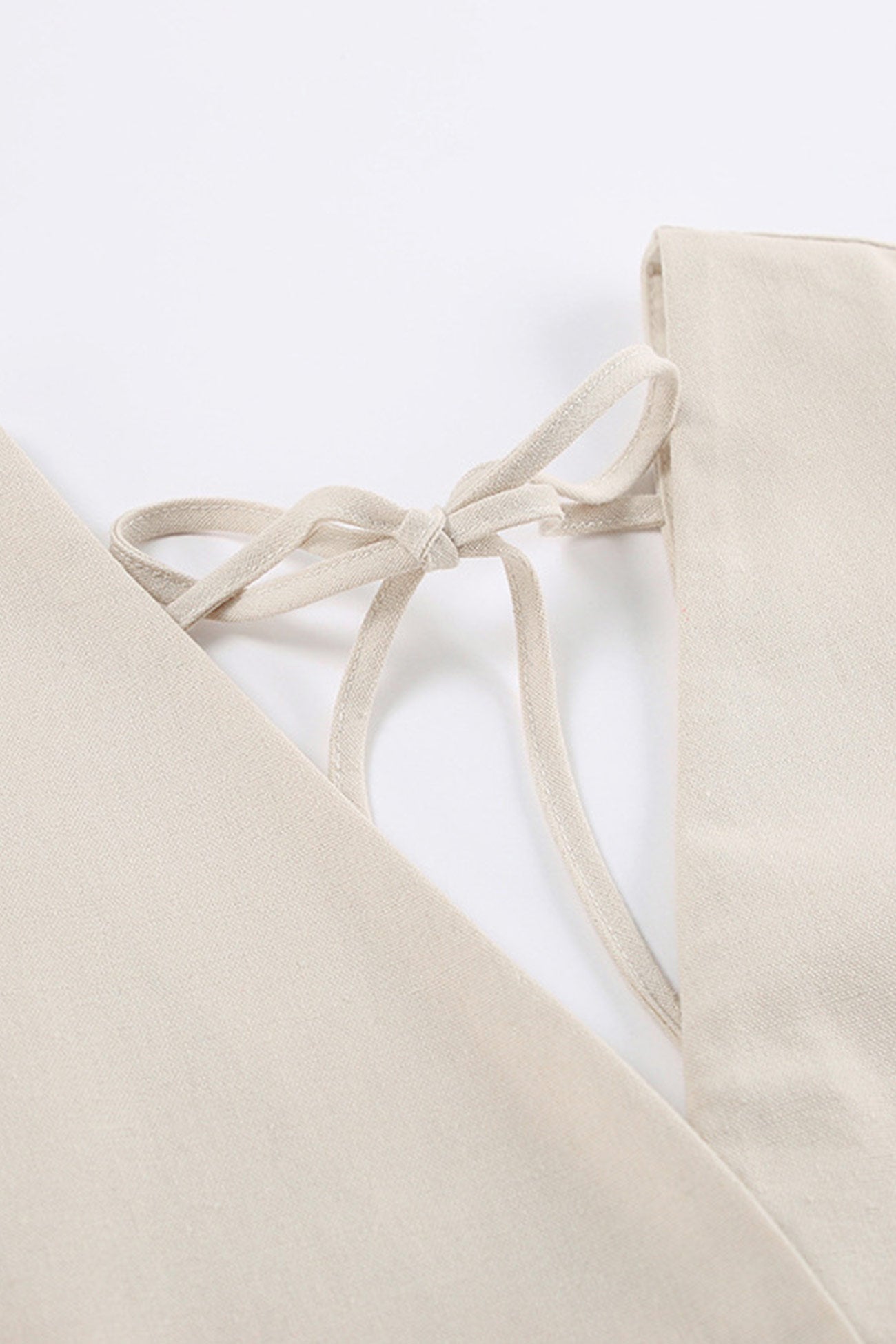 V Neck Single breasted Cotton Linen A line Dress