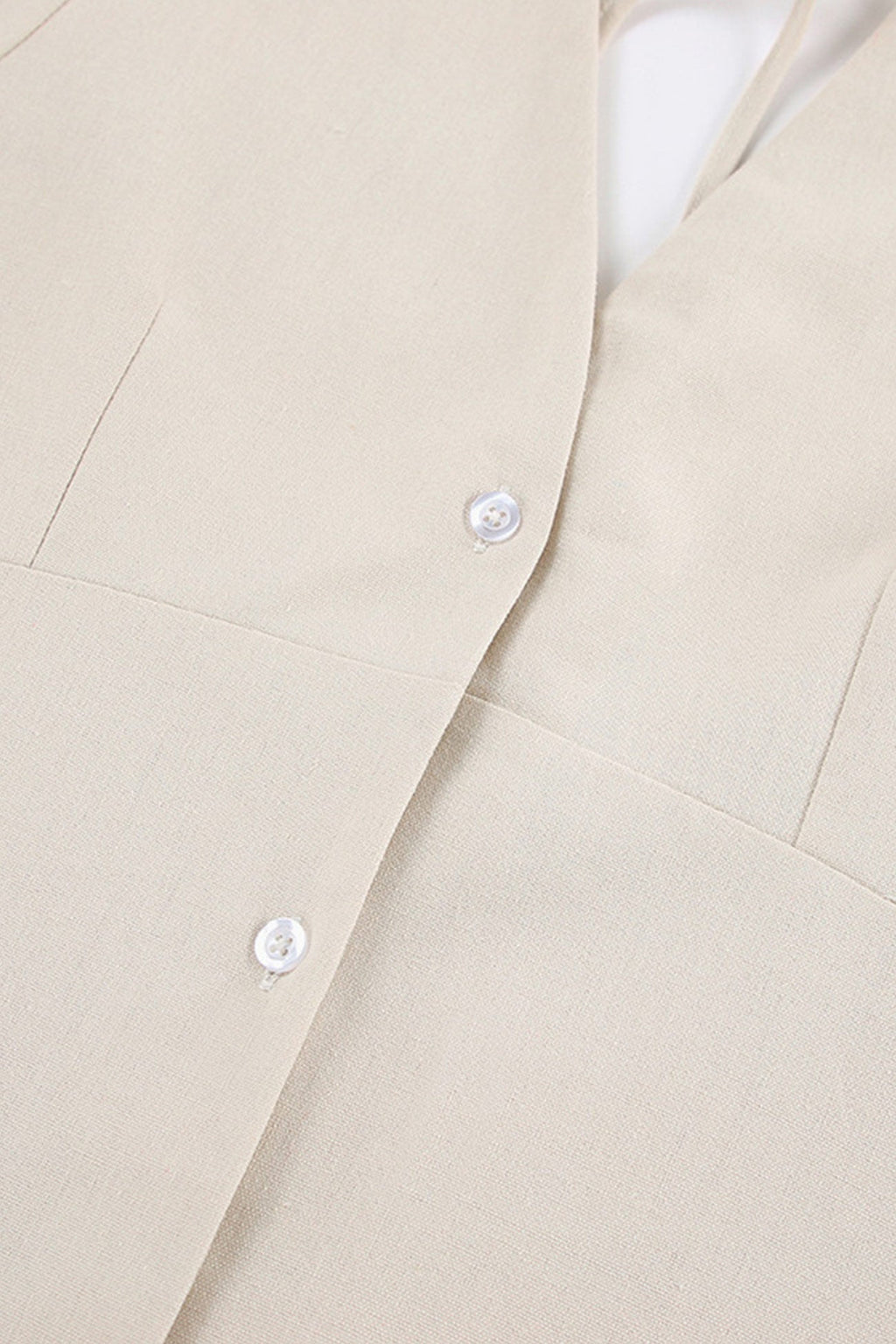 V Neck Single breasted Cotton Linen A line Dress