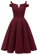 V-cut Cold Shoulder Satin Prom Dress - Mislish