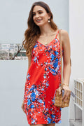 V-neck Printed Sleeveless Single Breasted Short Dress - Mislish