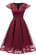 Vintage Lace V-neck Cocktail Dress - Mislish