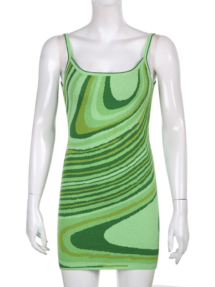 Water Ripple Dresses Women Sleeveless Vintage Dress