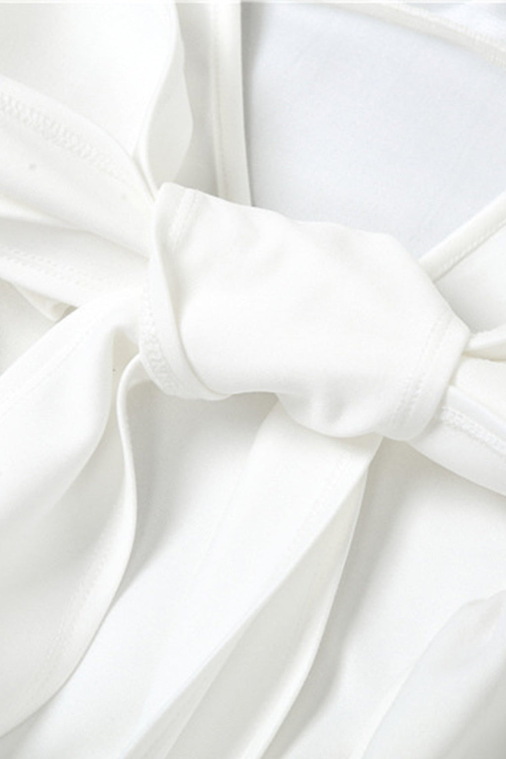White Backless Tie back Ruched Dress