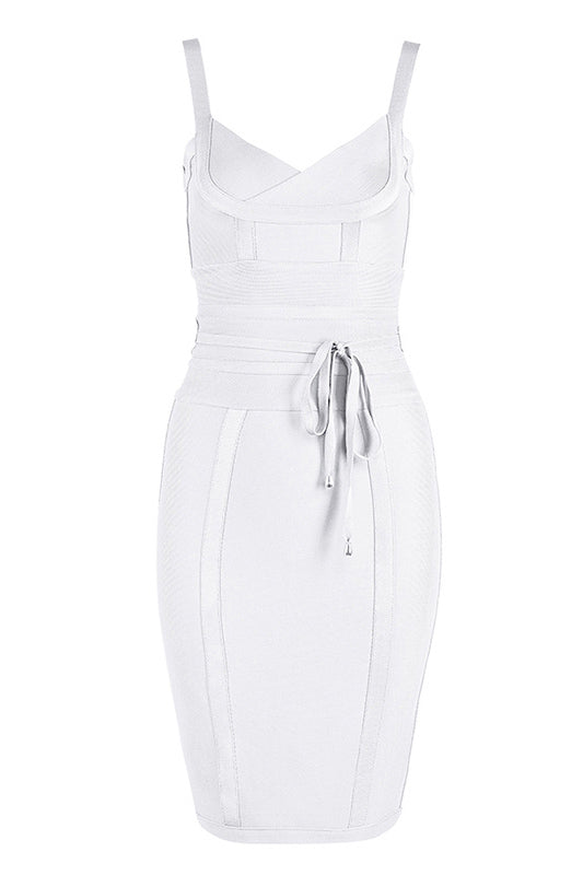 Gold Sexy V-neck Bandage Bodycon Dress - Mislish