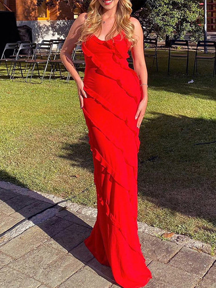 Elegant Deep V Neck Maxi Dress