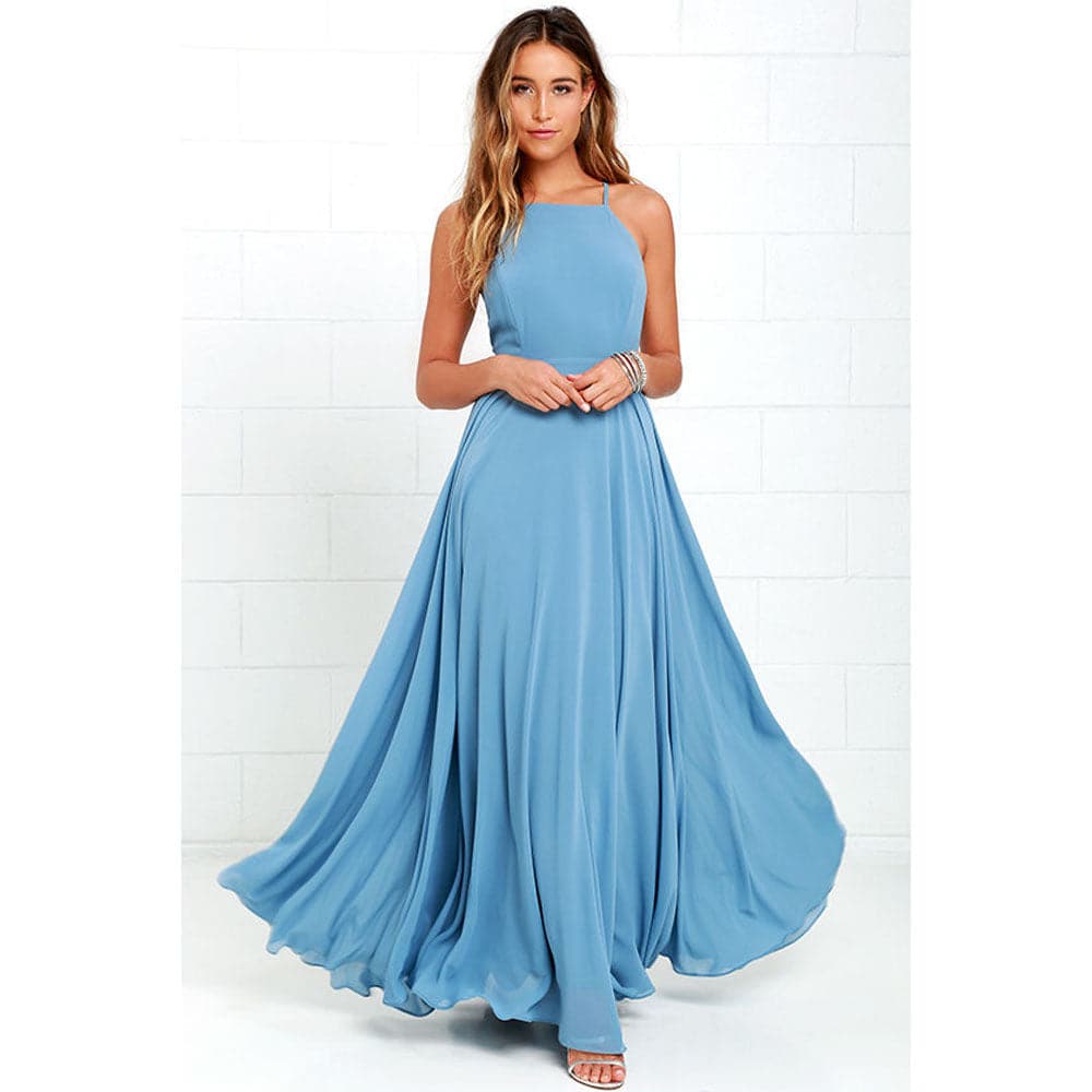 Women Plus Size Party Strap Fashion Bahemian Beach Chiffon Backless Dress