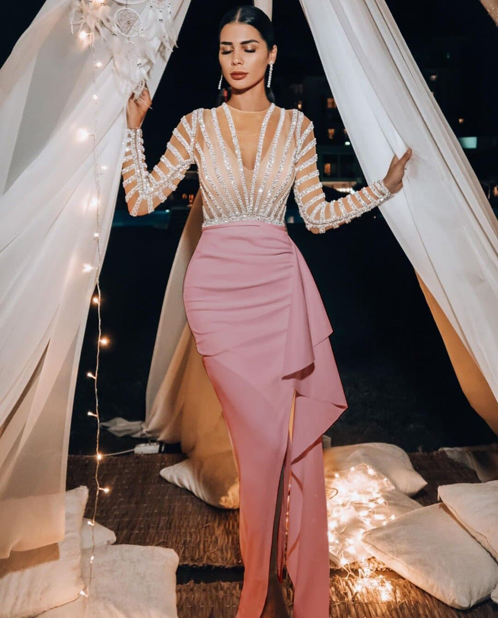 Women Tight Buttocks Ruffles Prom Dress