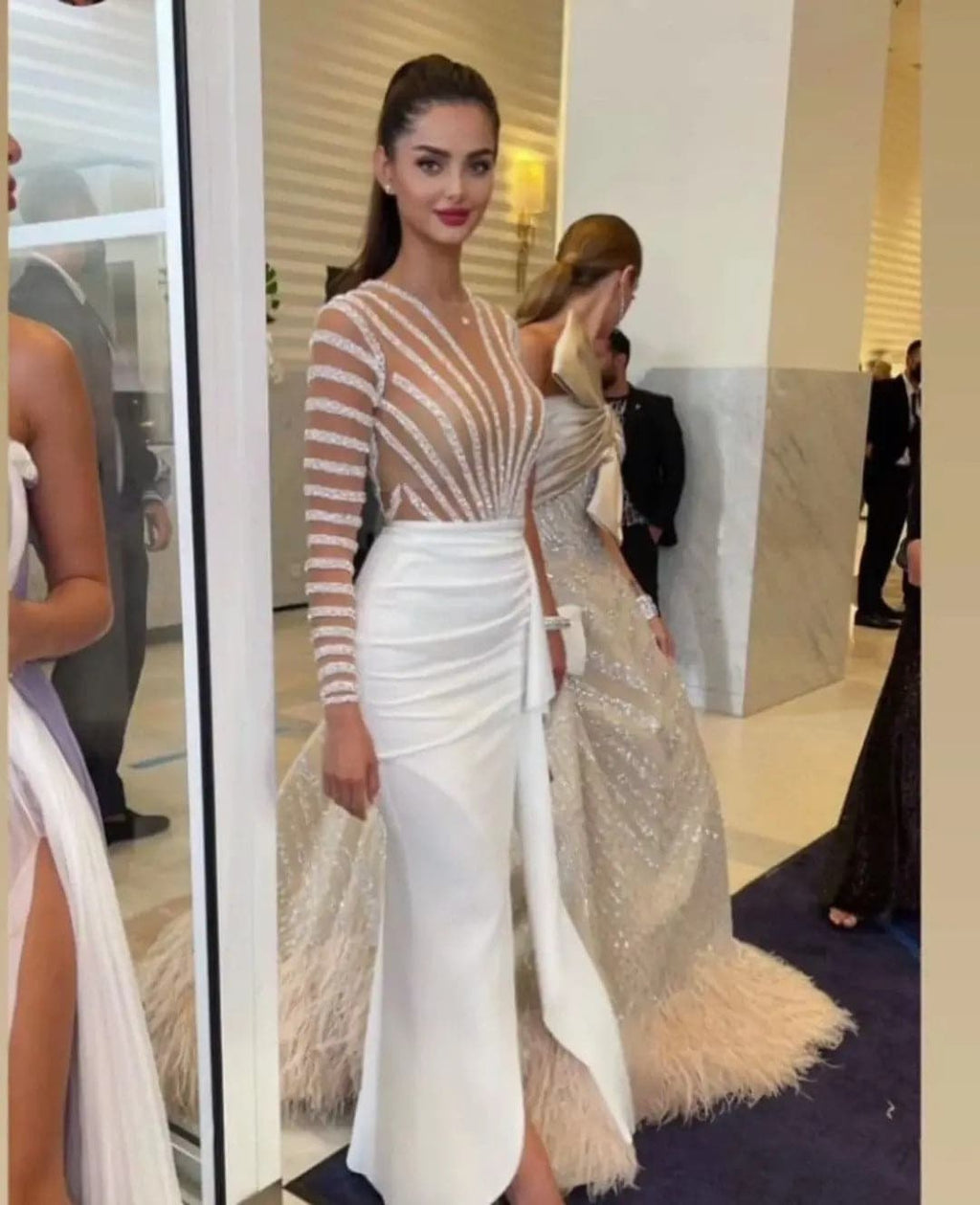 Women Tight Buttocks Ruffles Prom Dress