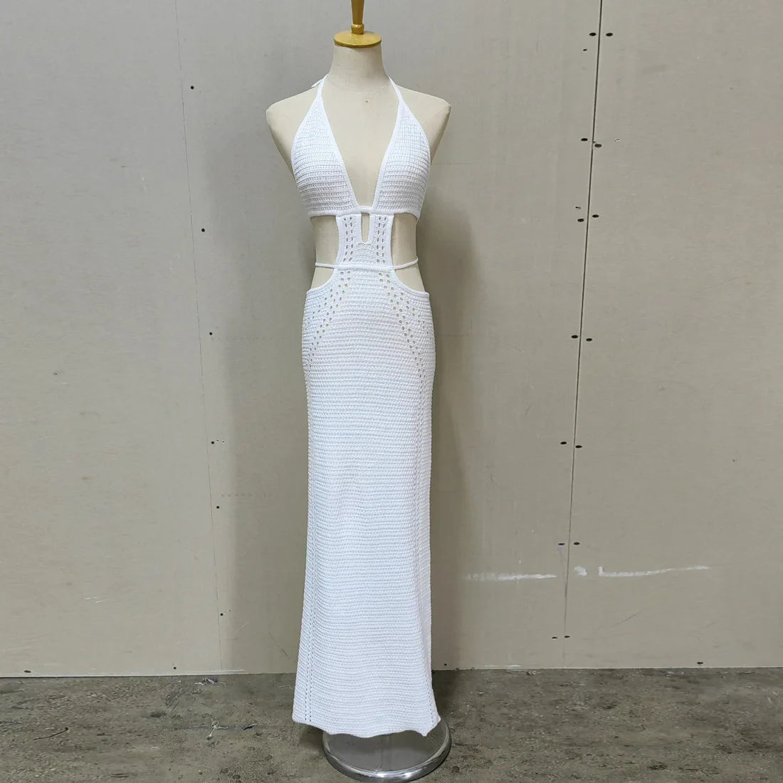 Hip Wrap Pure Hollow Slim Streetwear Midi Dresses