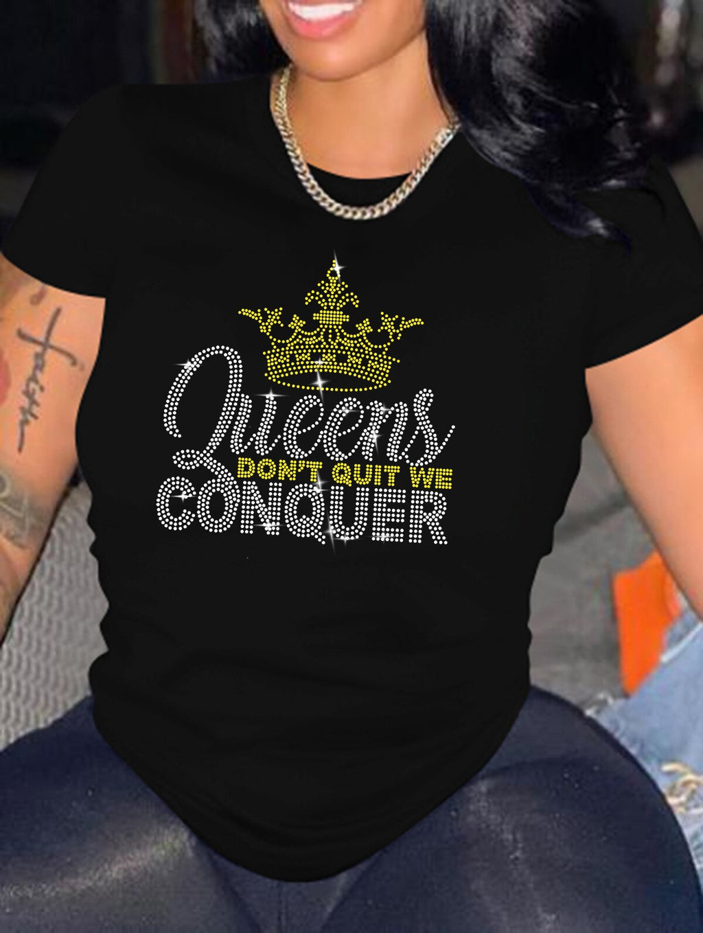 Casual Bricked Letter Print TShirts