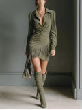 Hazel | Viscose Mini Dress With V Neckline