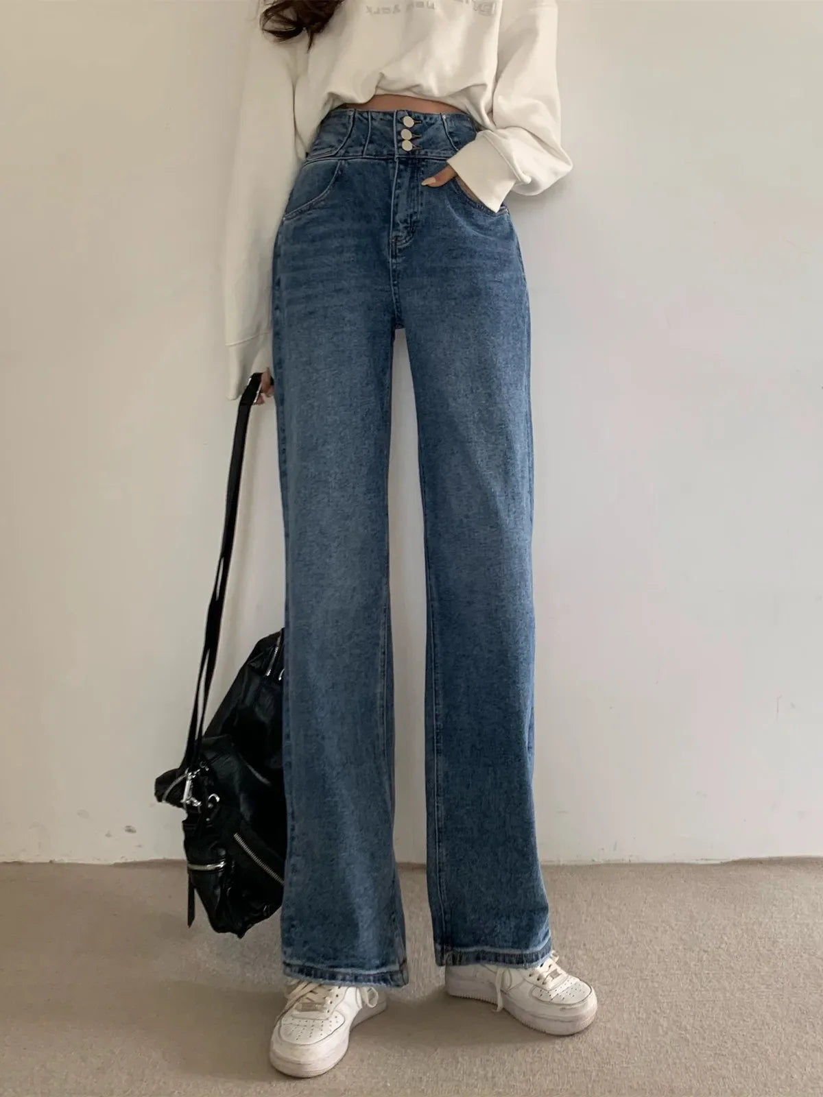 2024 Streetwear Classic FullLength Denim Pants for Women