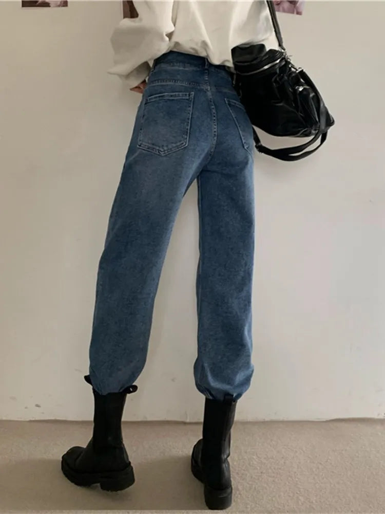 2024 Streetwear Classic FullLength Denim Pants for Women