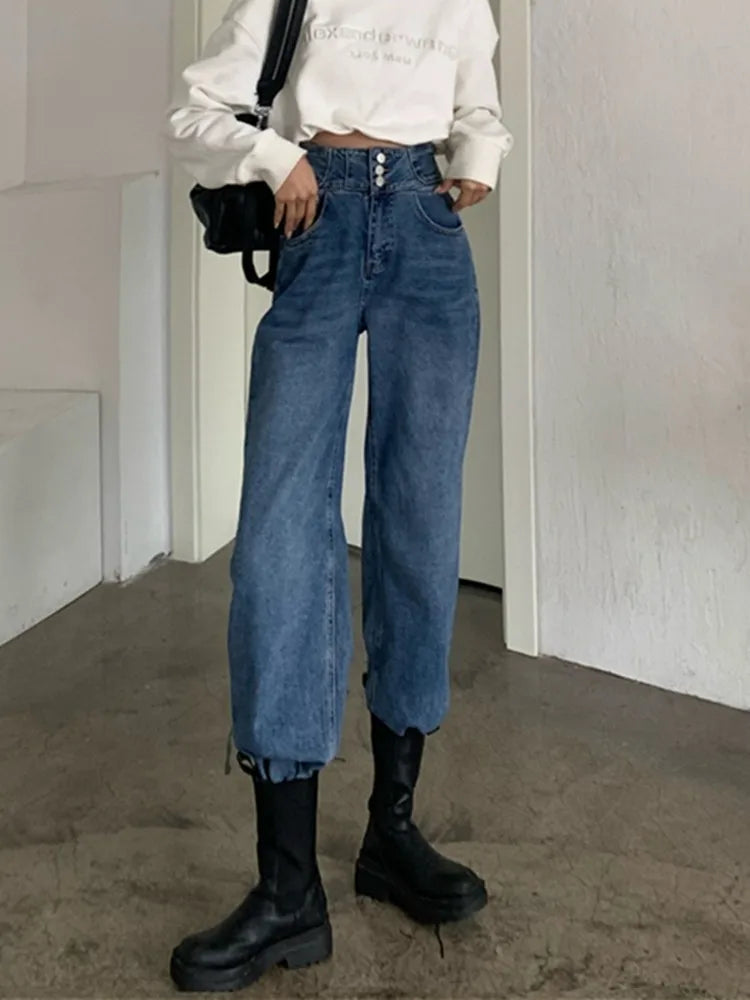 2024 Streetwear Classic FullLength Denim Pants for Women