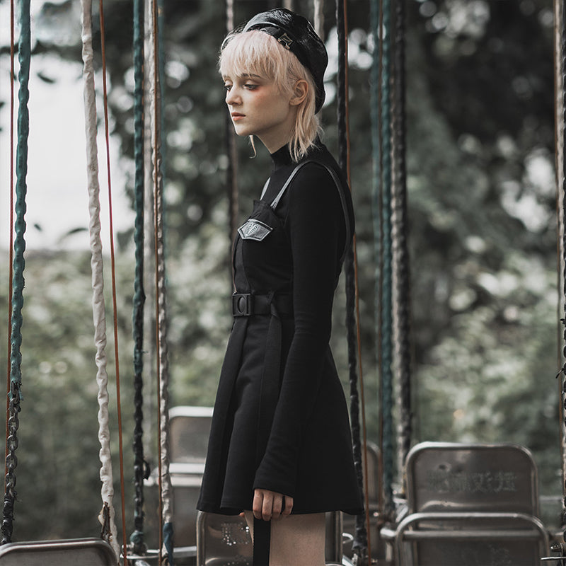 Punk Futuristic Sweet Military Asymmetrical Slip Dress