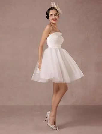One Shoulder Above Knee Length Wedding Gown Bow Satin Court Train Sleeves White Bridal Princess Gown Vestido De Novia Modern Wedding Dress Satin Mermaid