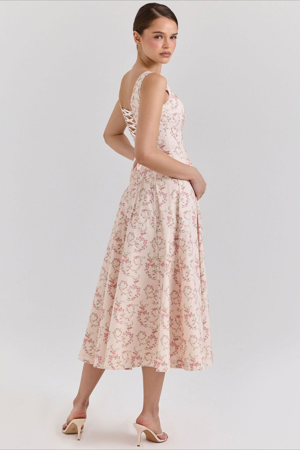 Off Shoulder Tie Strap Midi Dress