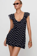 Polka Dot Mesh ALine Mini Dress