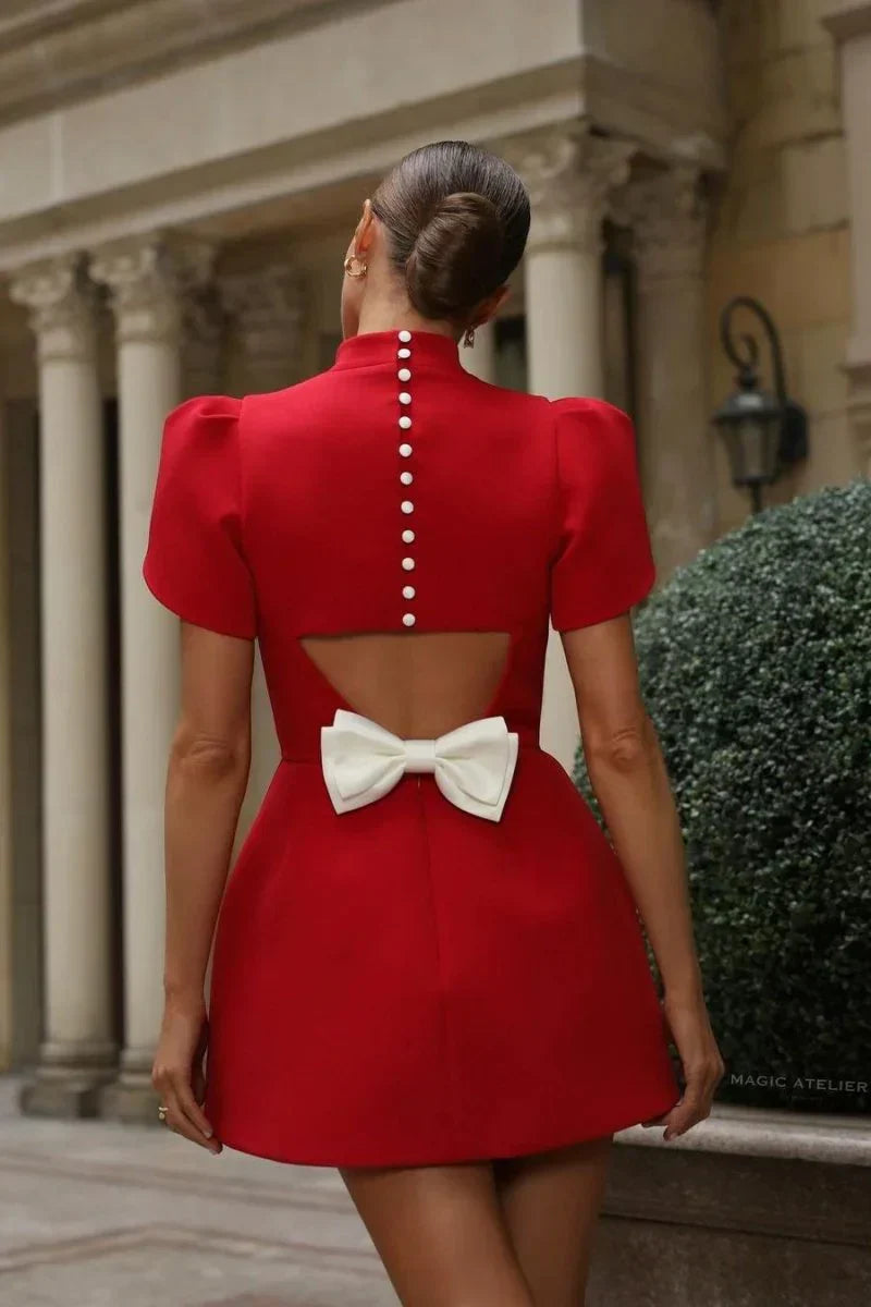 Adelaide Scarlet Bowknot Cut Out Mini Dress