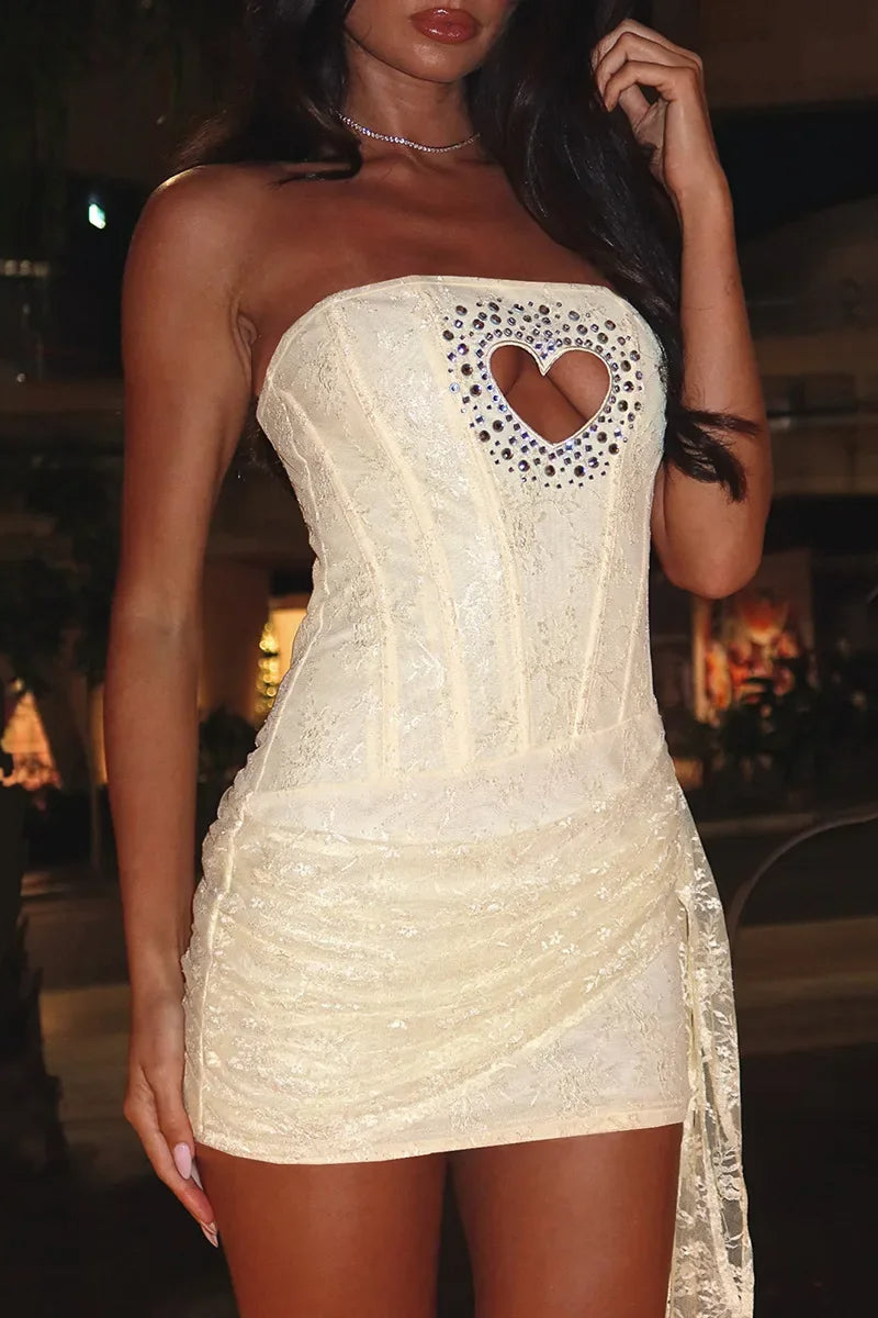 Heart Cutout Strapless Mini Dress
