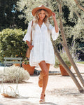 Alicia Pocketed Ruffle Tiered Babydoll Dress White