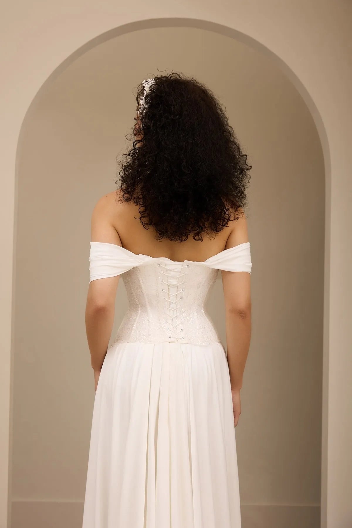 Elegant Chiffon Wedding Dresses Off Shoulder Pleated Wedding Party Prom Gown