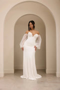 Elegant Sweetheart Wedding Dress Women Mermaid Long Sleeve White Off The Shoulder Bridal Gown Train Vestido De Novia Customized