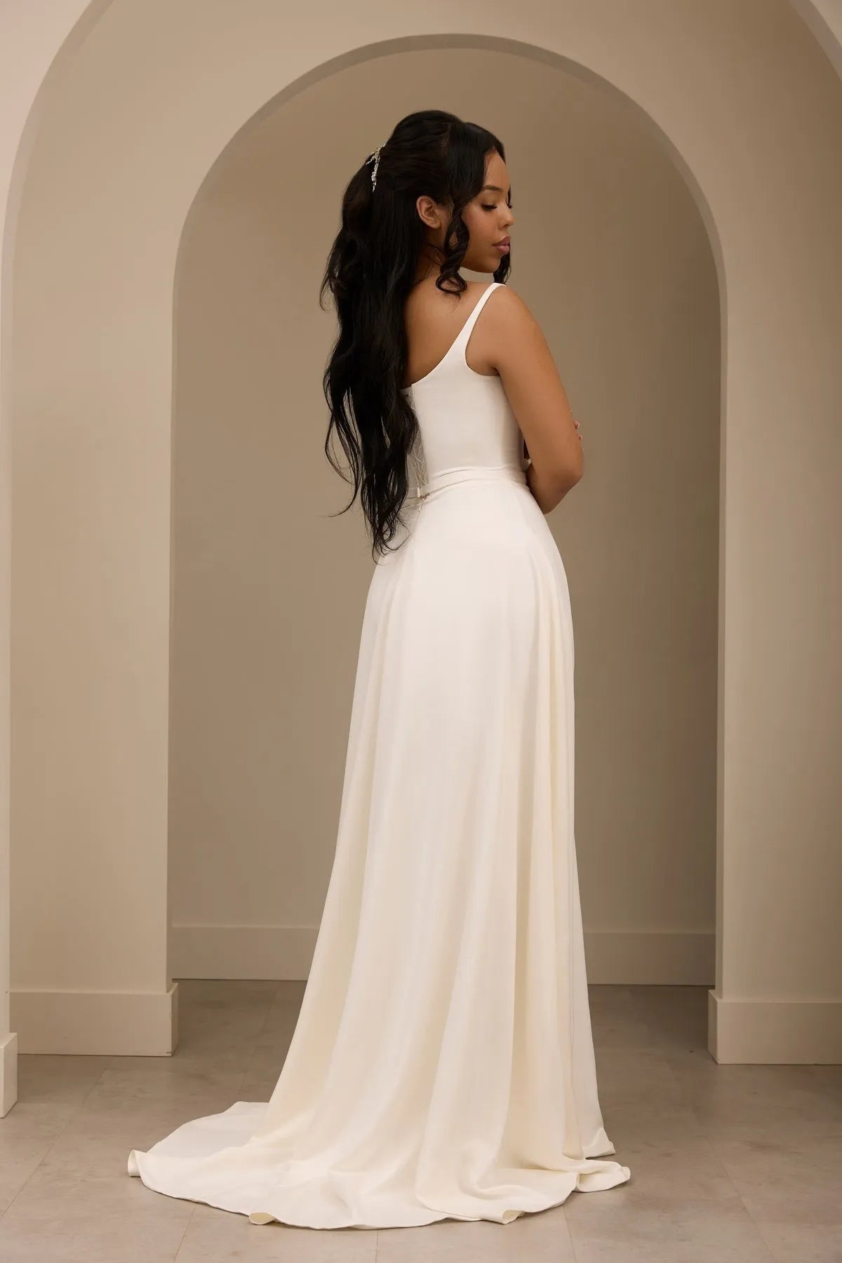 Wedding Dress Sexy Off Shoulder Low-cut  Evening Dress Split Hem Pleated High Waist Floor Length Prom Party Maxi Dress
