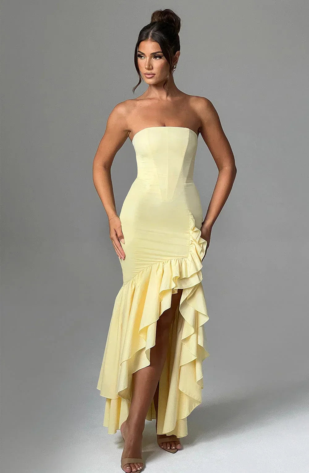 Riviera | Sleeveless Slit Ruffle Maxi Dress