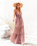 April Rain Pocketed Cutout Maxi Dress Dusty Mauve