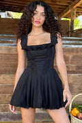 Square Neck Ruffle Mini Dress