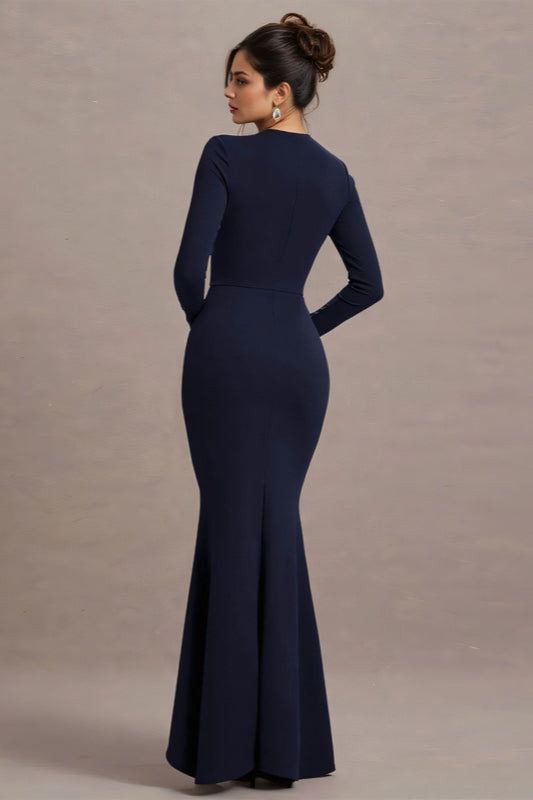 Ruffled Long Sleeve Bodycon Maxi Dress
