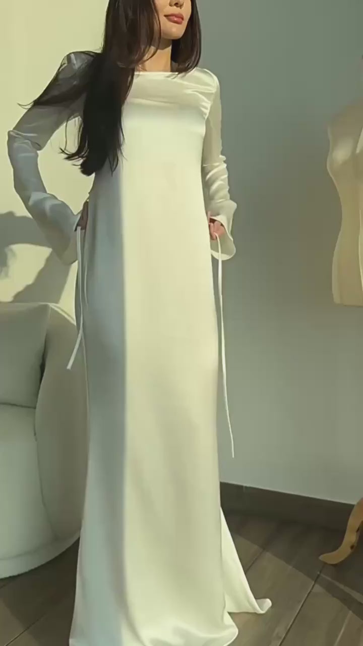 Aurora Satin Long Sleeve Maxi Dress