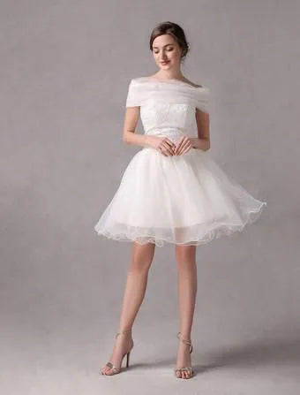 Ivory Organza Strapless A-line Wedding Dress Modern Bow Satin Court Train Sleeves Bridal Gown Princess White Bridal Gowns Vestido De Novia Satin Mermaid