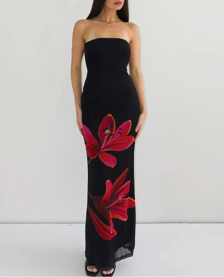 Tube Bodycon Laceup Floral Dress