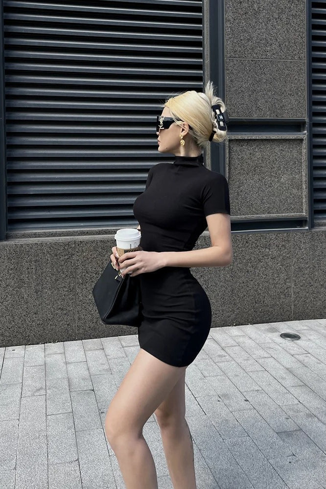 High Neck TShirt Mini Dress