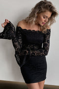 Off Shoulder Lace Bodycon Mini Dress