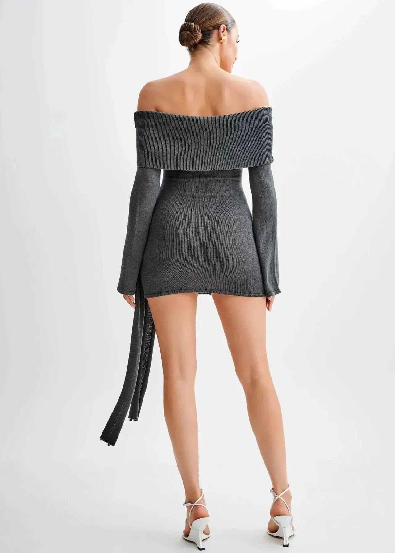Off Shoulder Knitted Wrap Dress Modern Elegance