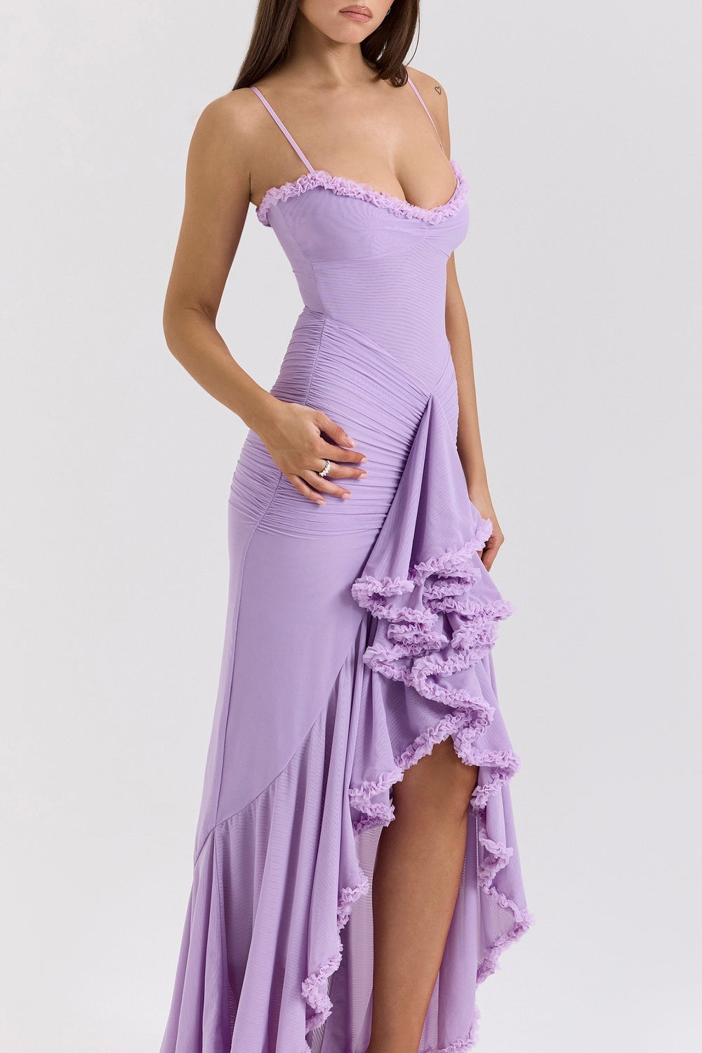 Stretch Mesh V Neck Cami Midi Dress