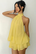 Chiffon Halter A Line Mini Dress