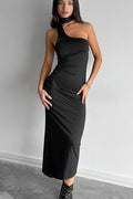 Red Halter Neck Bodycon Maxi Dress