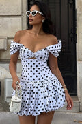 Polka Dot Hollow Out Mini Dress