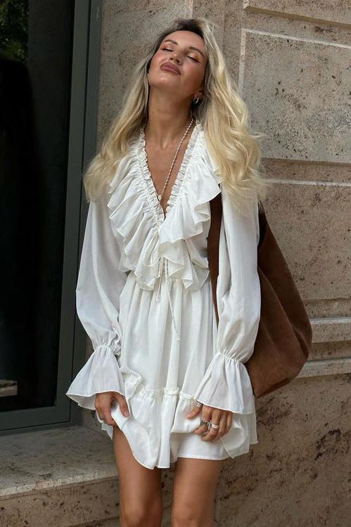 Amelia Breeze Ruffle Long Sleeve Mini Dress